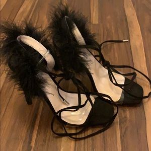 Feather lace up heels - NWOT